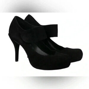 Pedro Garcia Black suede stylish day 2 nite platform Maryjane Velcro heel pump 8
